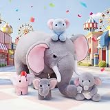 OUOZZZ 14” Elephant Plush Mummy and Babies Family Set with 4 Inside view 6