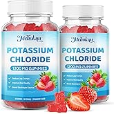 Potassium Chloride Gummies 1200mg for Adults & Kids, Sugar-Free Potassium Supplement Gummies Support Leg Cramps & Electrolyte Balance for Women & Men, Strawberry Flavor, 120 Count