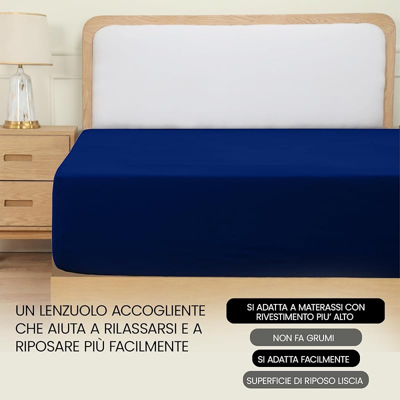 Lenzuolo con Angoli - 180 x 200 cm - Blu Reale