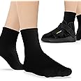 BraceAbility Walking Boot Sock Liners – (1 Pair) Replacement Medical Tube Socks for Under Orthopedic Foot Cast Shoes, Air CAM Walkers, and Surgical Fracture Boots for Men or Women (Short Black)