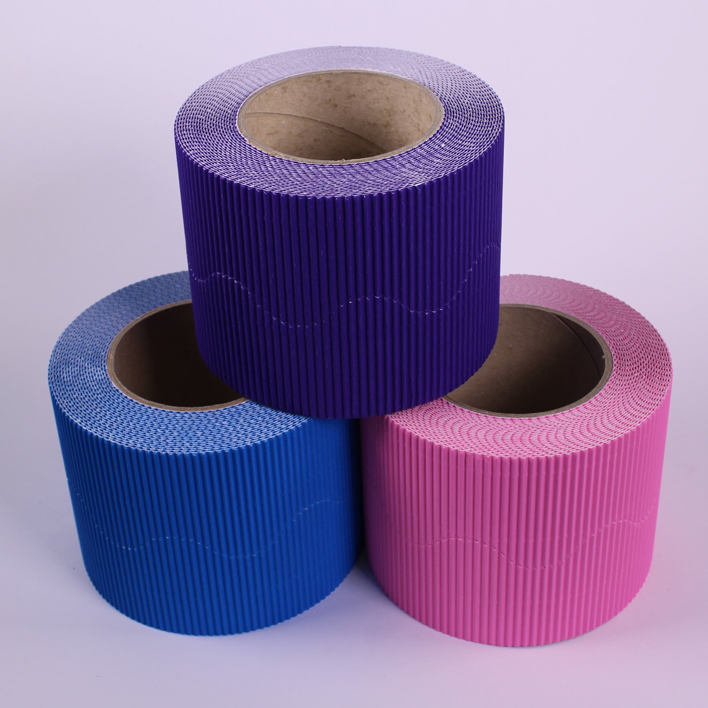 BCreativetolearn Bold Bright Coloured Wall Display Board Border Corrugated Cardboard Roll Edging for Classrooms Pack of 3
