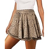 onlypuff Flowy Shorts for Women Chiffon Ruffle Skorts Mini Skirts for Teen Girls