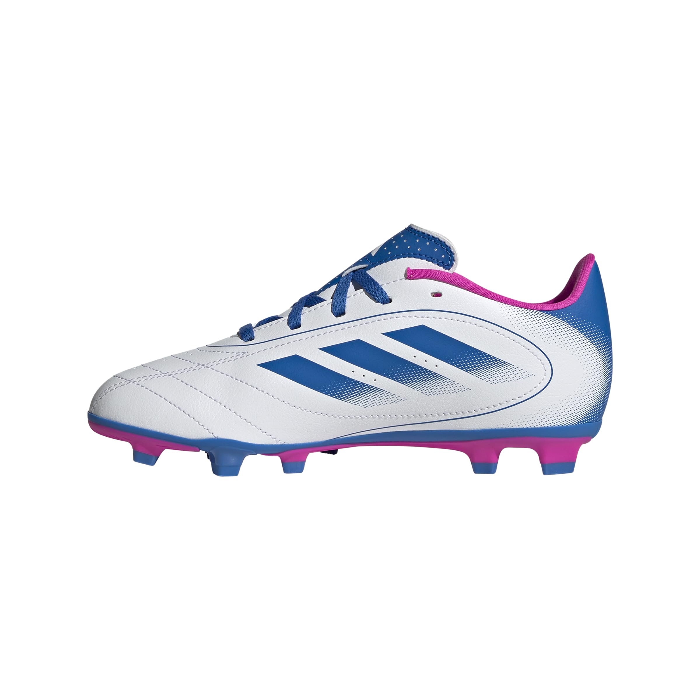 Photo 1 of adidas Goletto IX Firm Multi Ground Sneaker, White/Bright Royal/Team Shock Pink, 1 US Unisex Little Kid