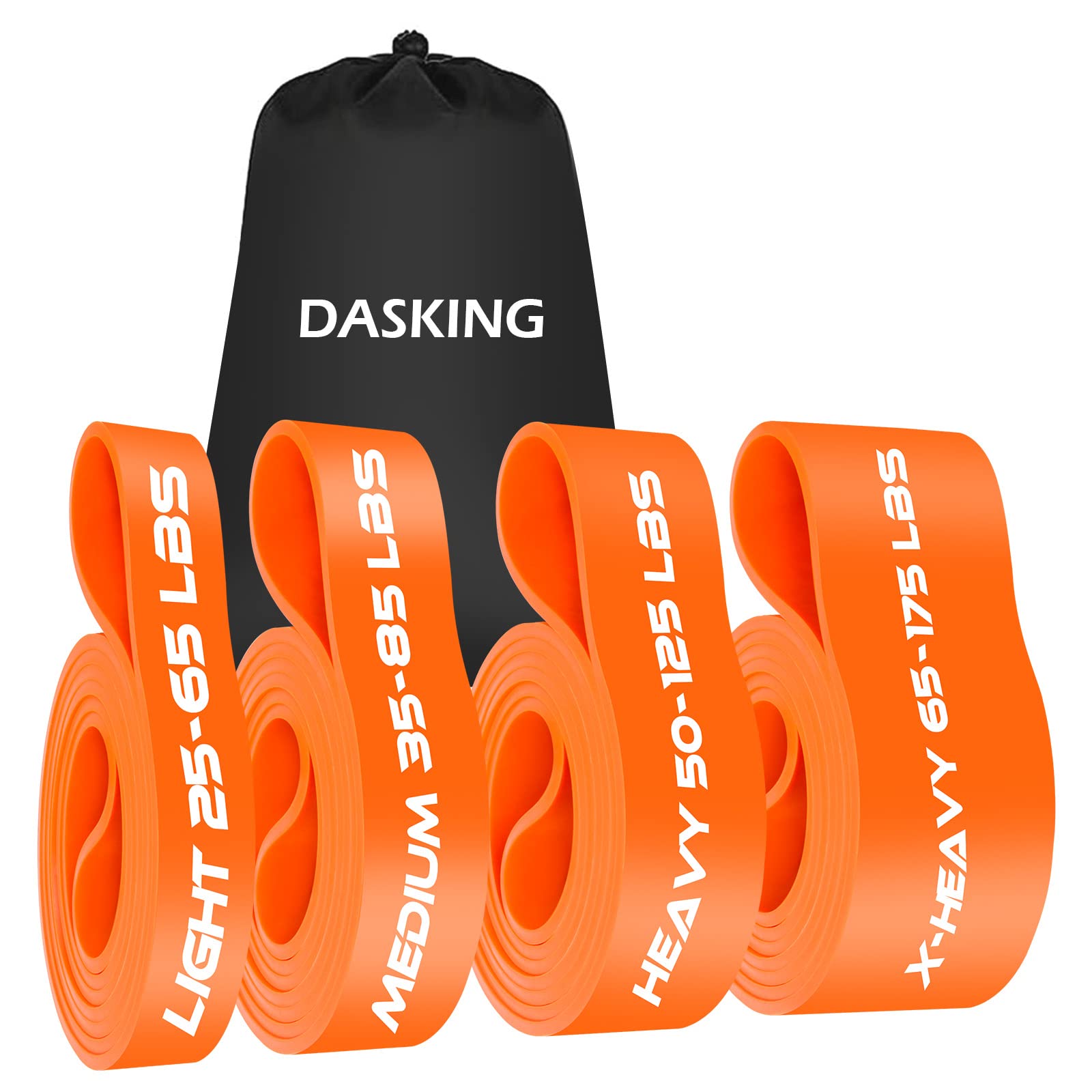 DASKING Heavy Duty Resistance Bands, 4 Exercise Resistance Levels Pull up Assistance Bands Set for Powerlifting, Muscle Toning, Physical Therapy,Yoga, Workout Stretch Fitness Band with Carrying Bag
