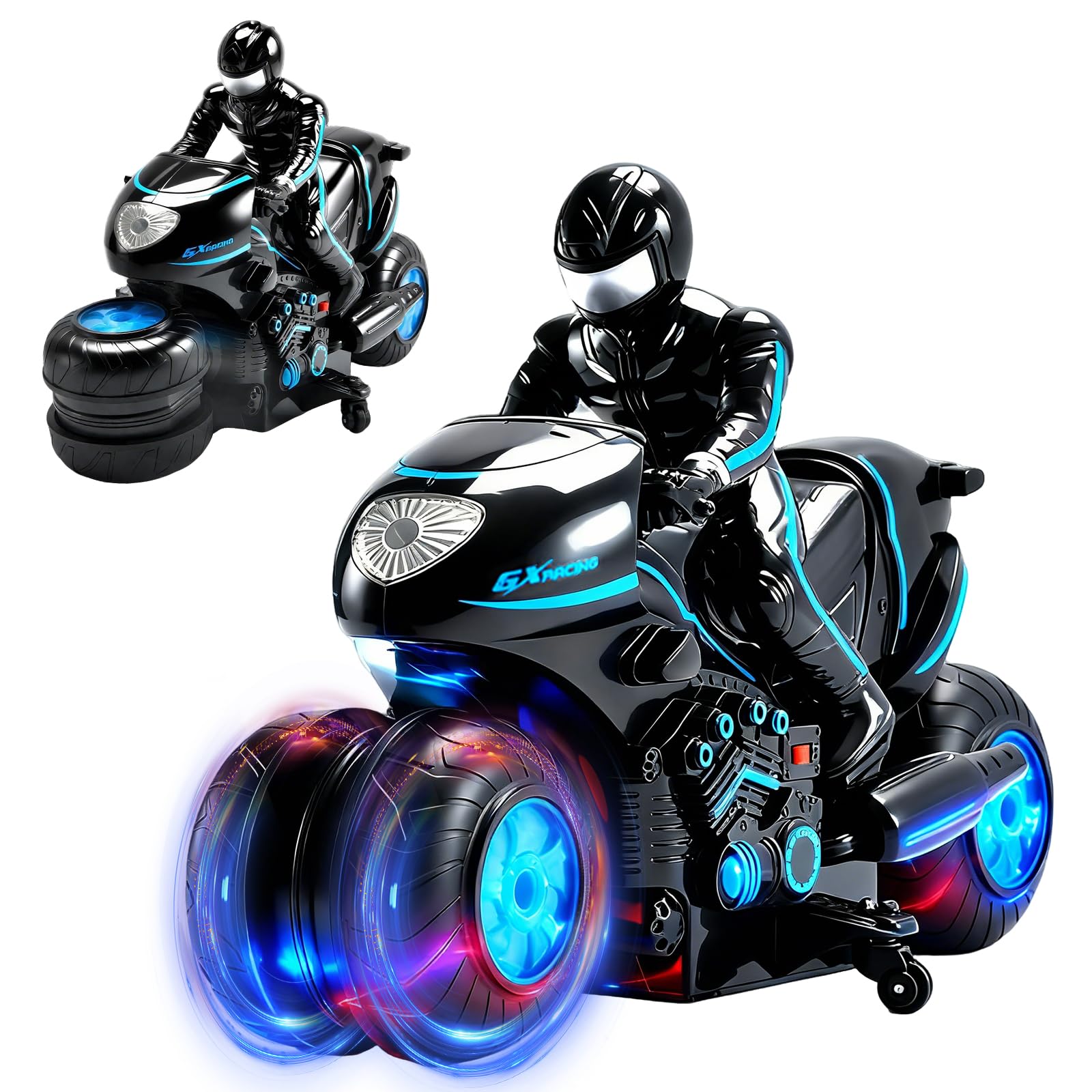 OBEST RC Motorcycle, 2.4G Kids Remote Control Motorcycle Children's Stunt Spinning Toy Car, 360°Rotating Car, Air Gesture Car Off-Road 2.4Ghz High Speed Rotation Drift (blue)