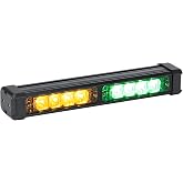 LAMPHUS SolarBlast 8W Amber Green LED Strobe Warning Deck Light Bar Stick | Emergency Warning Police Lights, for Volunteer Firefighter EMS Responder Truck Vehicle, 12V, Surface Mount, Strobe Flashing