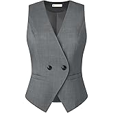 Belle Poque Sleeveless Vest Tops for Women 2026 Dressy Lightweight V Neck Button Suit Waistcoat Vests with Pockets