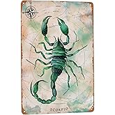 Scorpio Zodiac Tin Sign 8X12IN Gothic Metal Wall Art for Bedroom, Altar & Mystic Home Decor