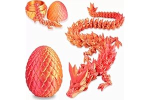 PRINTSILK Dragon Eggs with Dragon Inside, 3D Printed Surprise Funny Gifts for Kids, Articulated Dragon Fidget Toys for Adults, Ideal Easter Basket Stuffers, Unique 3D Dragon Collectibles (Laser Red)
