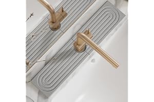 DREATIM Faucet Mat for Kitchen Sink - Diatomaceous Earth Faucet Splash Guard, Fast Drying Sink Protector - Water Absorbing Stone for Bathroom Sink [Grey, 20'' x 3.9'']