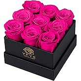 YFYS Forever Flowers for Delivery Prime - 9pcs Preserved Fresh Roses, Genuine Roses That Last for Years, for Birthday Gifts for Women, Valentines Day, and Mother's Day (Pink)