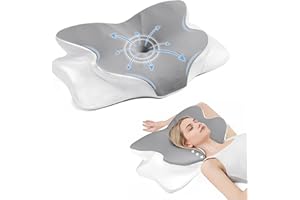 MERLUNO Cervical Neck Pillow - Ergonomic Memory Foam Pillow with Breathable Milk Silk Liner - Firm Yet Responsive Support - D