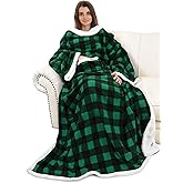 Catalonia Sherpa Wearable Blanket with Sleeves Arms, Comfy Sleeved TV Wrap Blanket, Large Snuggly Throw for Women and Men, Gift for Her