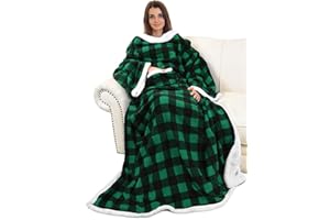Catalonia Sherpa Wearable Blanket with Sleeves Arms, Comfy Sleeved TV Wrap Blanket, Large Snuggly Throw for Women and Men, Gift for Her