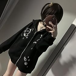 Dynict Womens Y2K Zip Up Cute Graphic Hoodies Cat