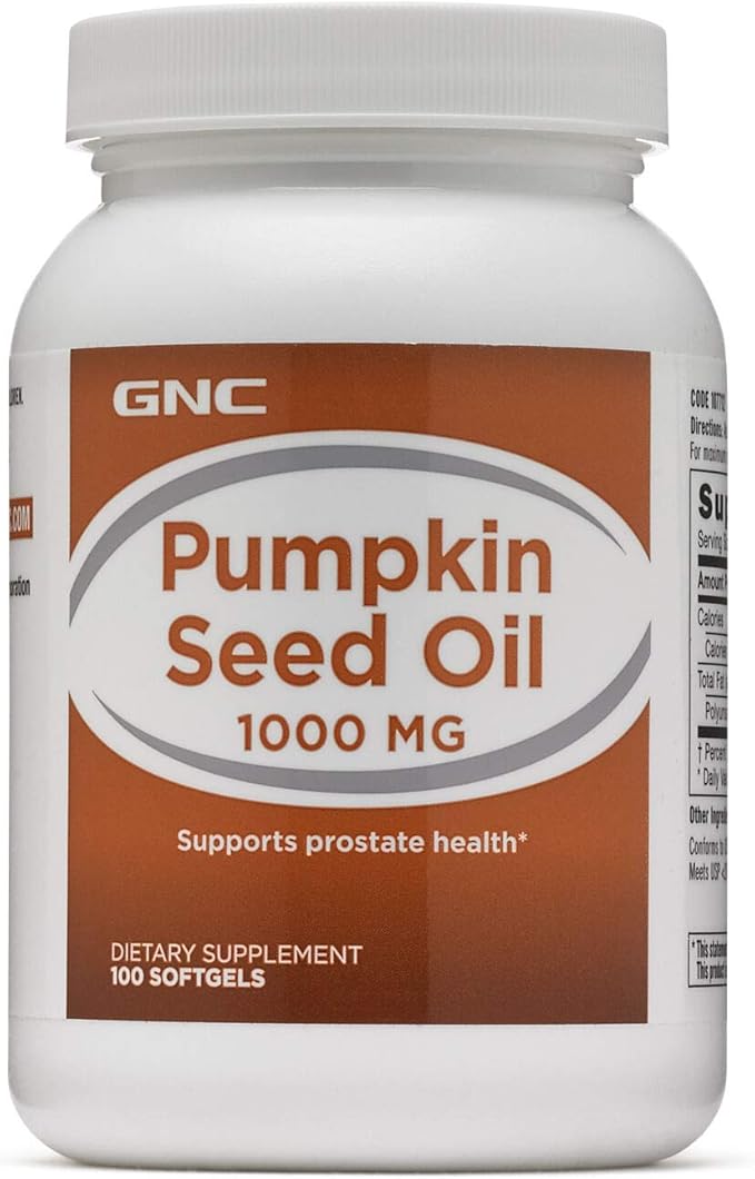 GNC Pumpkin Seed Oil 1000mg, 100 Softgels, Supports