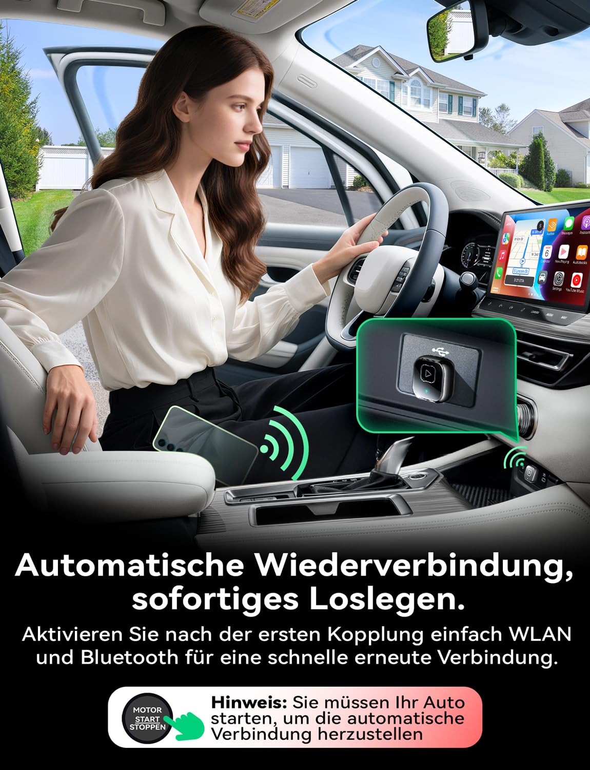 Wireless Carplay & Android Auto Adapter, Mavlou Metalldesign Mini & Stabiler 2-in-1-Dongle, Convert Wired CarPlay/Android Auto zu Wireless, für iOS 10+/Android 11+ & Autos ab 2016 5