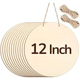 Philorn 12Pcs Wood Circles | Crafts 12 Inch Unfinished Wooden Door Hanger Sign, DIY Wood Blanks Rounds for Cutouts, Cricut Pr