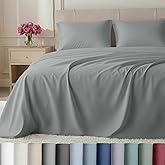 California Design Den King Size Bed Sheets Set - 100% Cotton Sheets, Buttery Soft 800 Thread Count Sateen, Durable Bedding Set - Light Grey