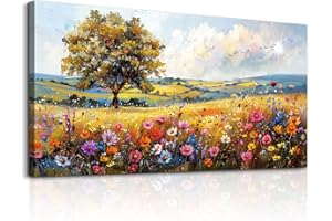 hyidecorart Canvas Wall Art For Living Room Wall Decor For Bedroom Office Decorations Field Pictures Artwork Flower Scenery Watercolour Wall Paintings Aesthetic Room Home Decor Ready to Hang