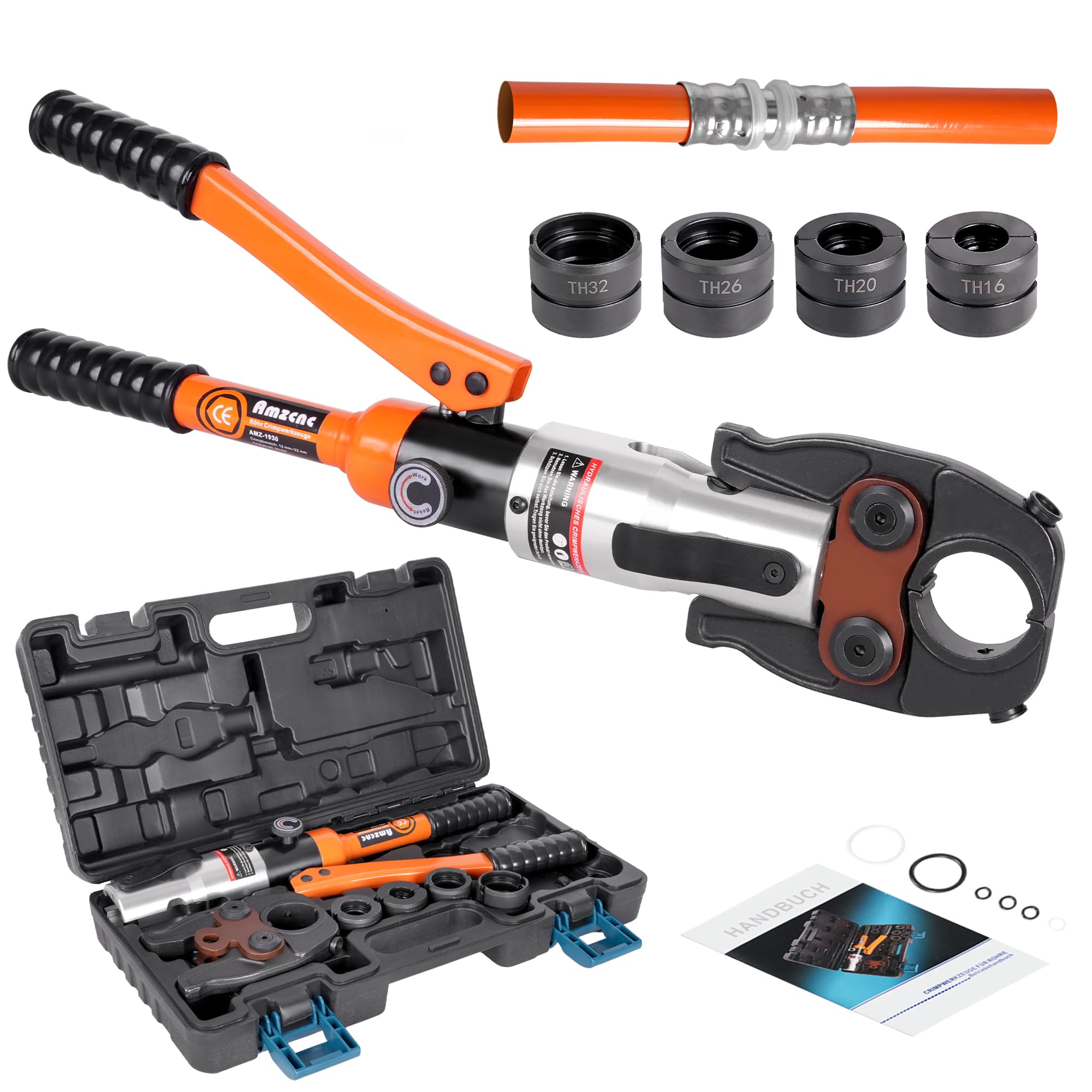 AMZCNC TH-Kontur Crimping Pliers, 16-32 mm, Hydraulic, 8T Output Pressure, 1 Year Warranty