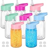 Micellwuu 8 Pack 10 Oz Plastic Double Wall Snow Globe Tumbler, Snowglobe Tumbler with Pre Drilled Hole and Plug, Snow Globe Cups Kid Water Bottle DIY Gift for Scool, Sport