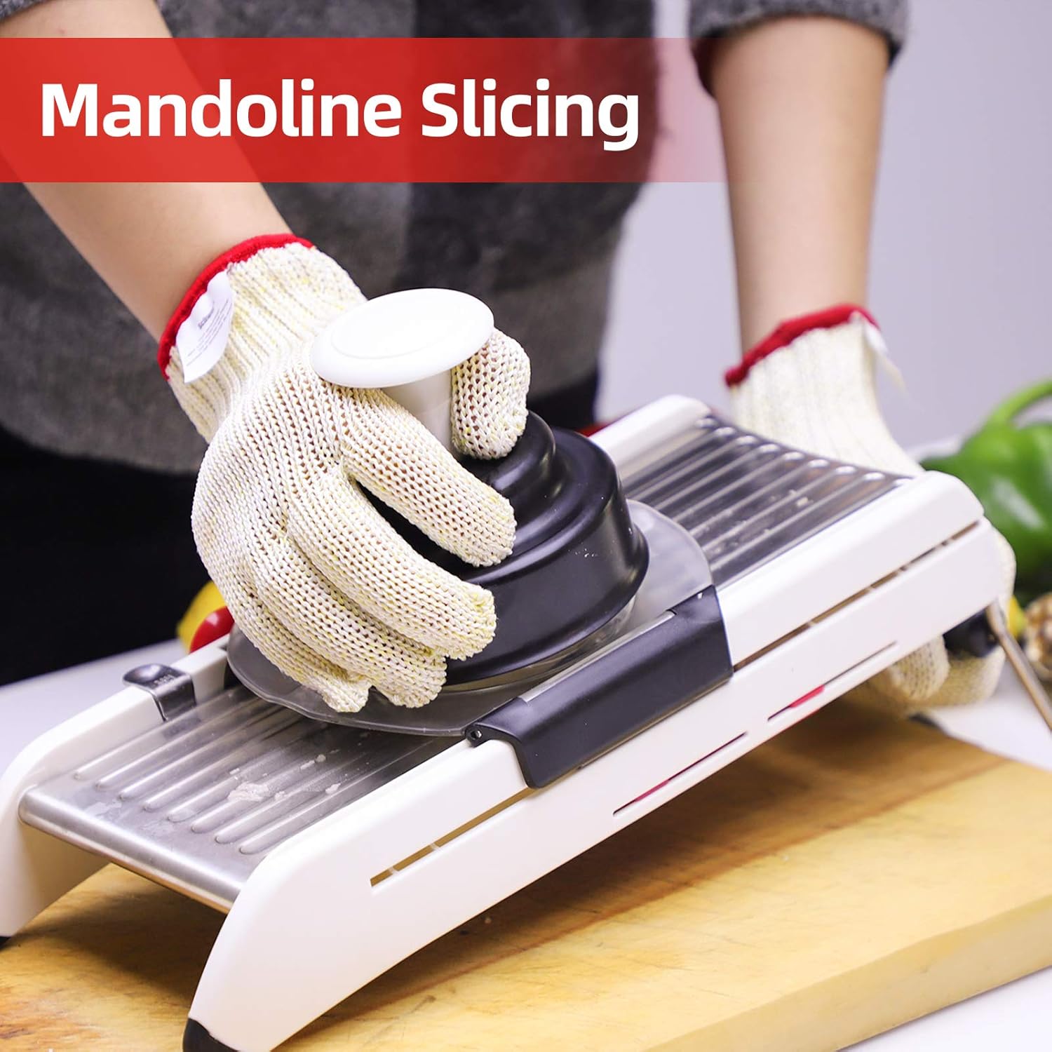 Schwer Level 8 Cut Resistant Gloves Mandoline Gloves Reliable Cutting Gloves Food Grade for Kitchen Mandoline Slicing, Meat Cutting, Oyster Shucking (L) - - 
