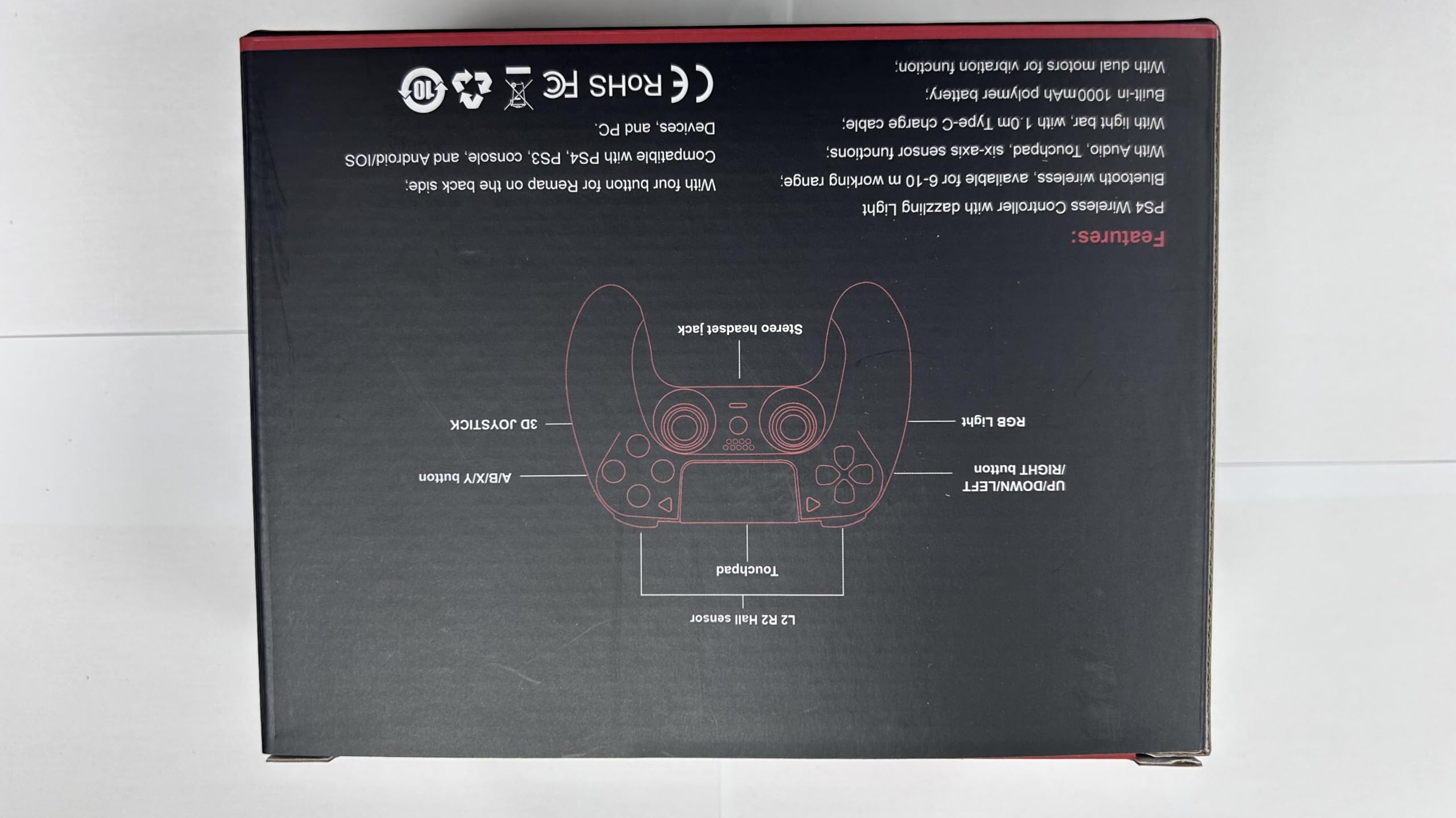 Wireless Controller for PS-4, Game Controller Compatible with PS-4/Pro/Slim/PC, Gamepad Joystick with Dual Vibration/6-Axis Gyro Sensor/Touchpanel/RGB-LED/EXT/Audio Jack, Precision and Control