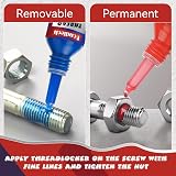 Bondtech Thread Lock Blue and Red Threadlocker 10ml Medium High Strength view 2