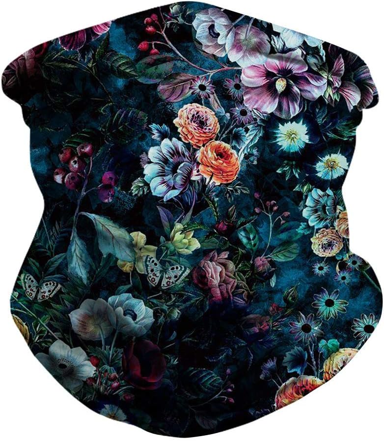 IYOU Breathable Face Scarf Flower Neck Gaiter Black Motorcycle Bandana Elastic Sport Outdoor Head Wear for Women and Men - Image 5