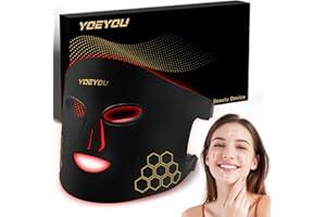 YOEYOU Red Light Therapy for Face, Infrared LED Face Mask Light Therapy 4 Light Waves with 850nm Near Infrared, Portable Rechargeable Red Light Therapy Mask Skincare Device for Facial Rejuvenation