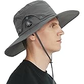 Sireck Men Fishing Hat, Adjust Rotating Buckle Sun Hat, Wide Brim UPF 50+ UV Protection Summer Safari Hat,Bucket Hiking Hat