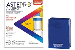 Astepro Nasal Spray and Tissue Bundle, 24-Hour Allergy Relief, Steroid-Free, Nasal Congestion, Runny & Itchy Nose, 60 Metered Sprays (Packaging May Vary)