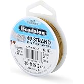 Beadalon 49 Strand Stainless Steel Beading Wire, Satin Gold - .018in/0.46mm | Stainless steel wire, 49-strand flexible design, beads &amp; gemstones, DIY jewelry making, necklaces &amp; bracelets, 30 ft/9.2mm