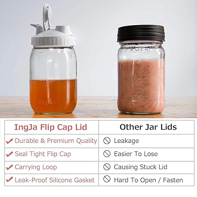 Buy Ingja Mason Jar Lids 3 Pack Leak Proof Flip Cap For Wide Mouth Mason Jars Jars Not Included Online In Spain B085tcsww5