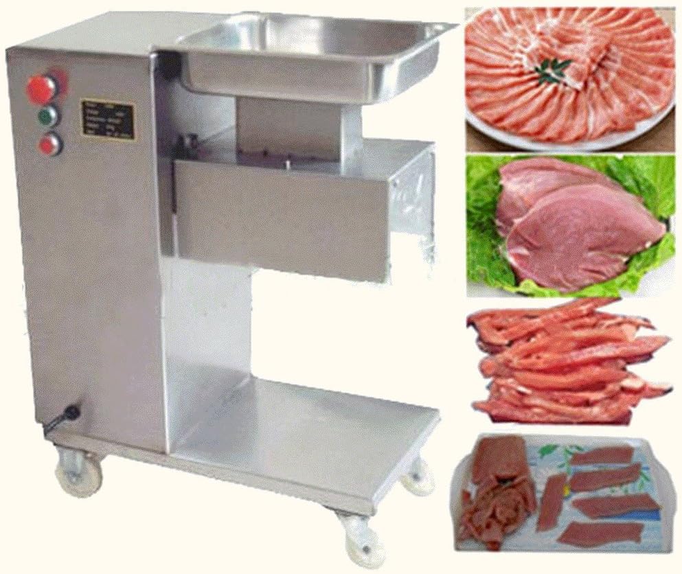 Finlon Commercial Meat Slicer 1100LB/H 550W Stainless Steel Fresh Meat Cutter 3mm Cutting Blade Electric Meat Cutting Machine for Restaurant Food Processing Equipment