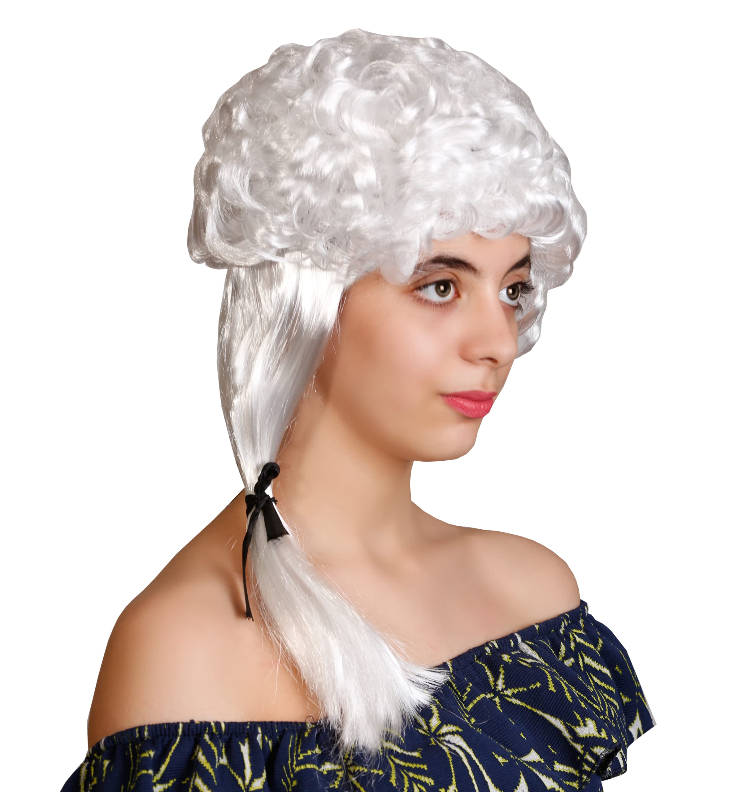 White clown wig with ponytail cosplay costume Halloween party fancy dress
