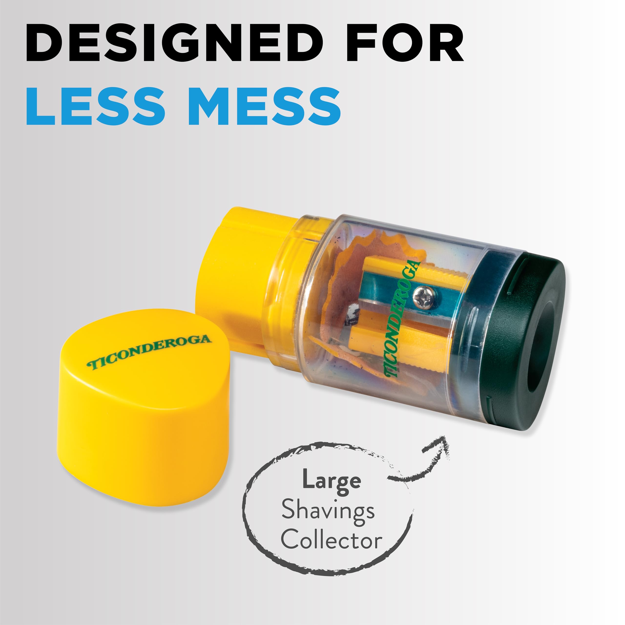Ticonderoga Duo 2-in-1 Pencil Sharpener & Eraser, Yellow, 6 Count