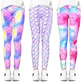 Slaixiu 4 Pack Leggings for Girls - Soft & Comfortable Ankle Length Printed Leggings for Kids (3T to 12 Years)