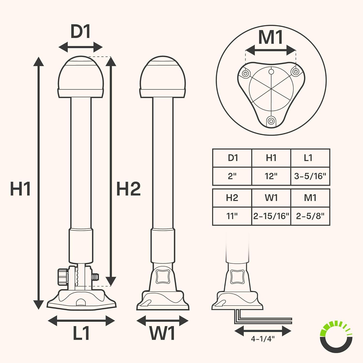 12" White LED Marine Navigation Anchor All-Round Boat Light [USCG ABYC A-16 3NM] [IP67 Waterproof] [Chrome & ABS] 3 Nautical Mile Visibility Fold Down Stern Light for Fishing Boat Yacht Pontoon : Sports & Outdoors