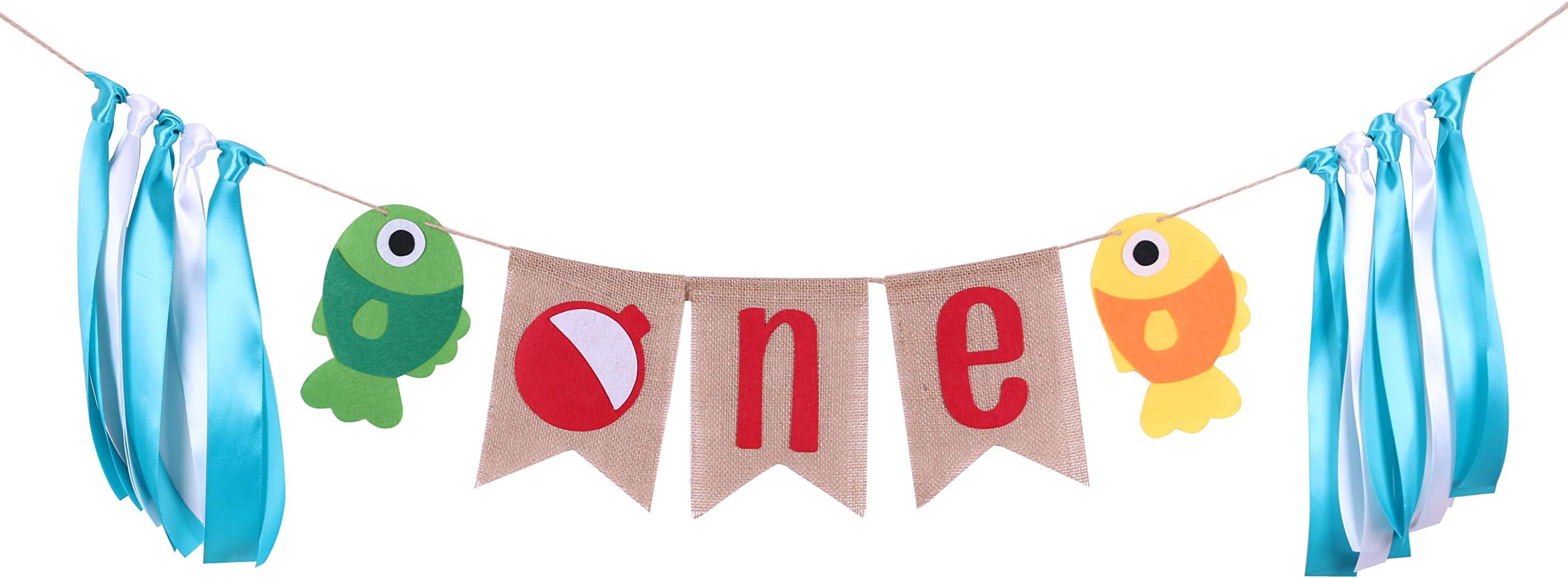 Fishing Party Decorations- Handmade The Big One Burlap Banner Little Fisherman Banner Kids Highchair Party Decoartion