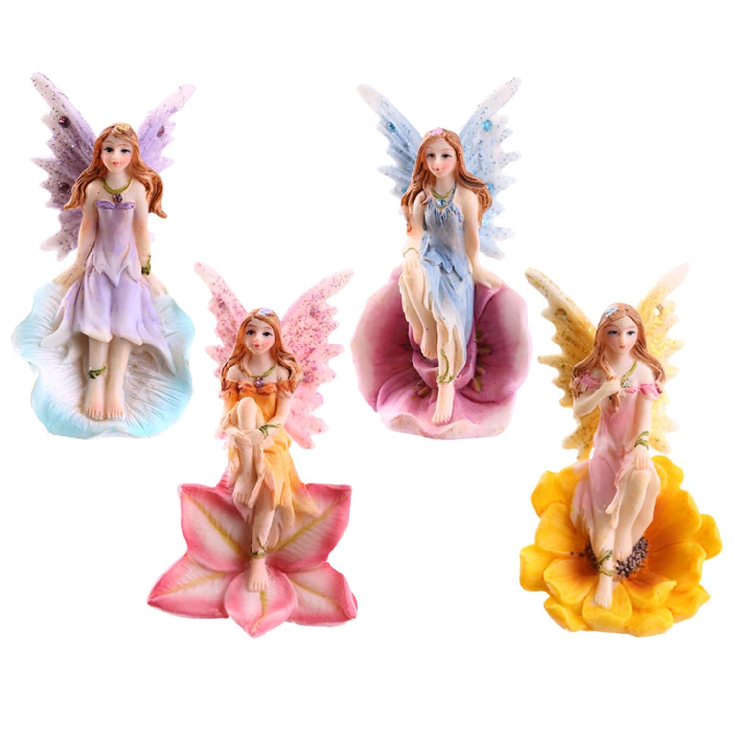 Set of 4 Flower Fairies Garden or Home Ornament Enchanted