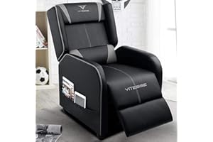 VITESSE Gaming Recliner Chair Racing Style Single PU Leather Sofa Modern Living Room Recliners Ergonomic Comfortable Home Theater Seating, Grey