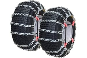 OakTen Set of 2 Tire Chains with Tensioners for Lawn Garden Tractors Mowers and Rider, 2-Link, for Tire Size 22x9.5x12 22x11x10 23x10x12