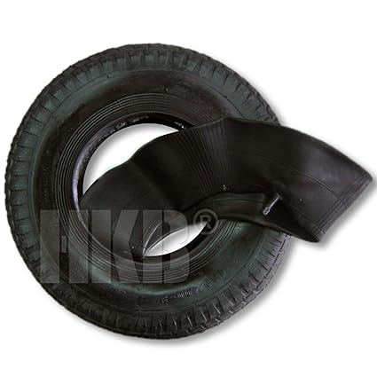 HKB ® 6 ply Reifen plus Schlauch im Set, Mantel Decke Ersatzrad für Handwagen Schubkarre Quad 4,00-8 400 V9072001, Artikel-Nr