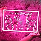 Britrio Lady Back Neon Sign Pink Neon Wall Art