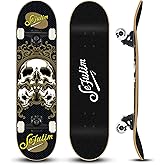 Sefulim 31 x 8 Inch Complete Skateboard, 7 Layer Canadian Maple Double Kick Deck