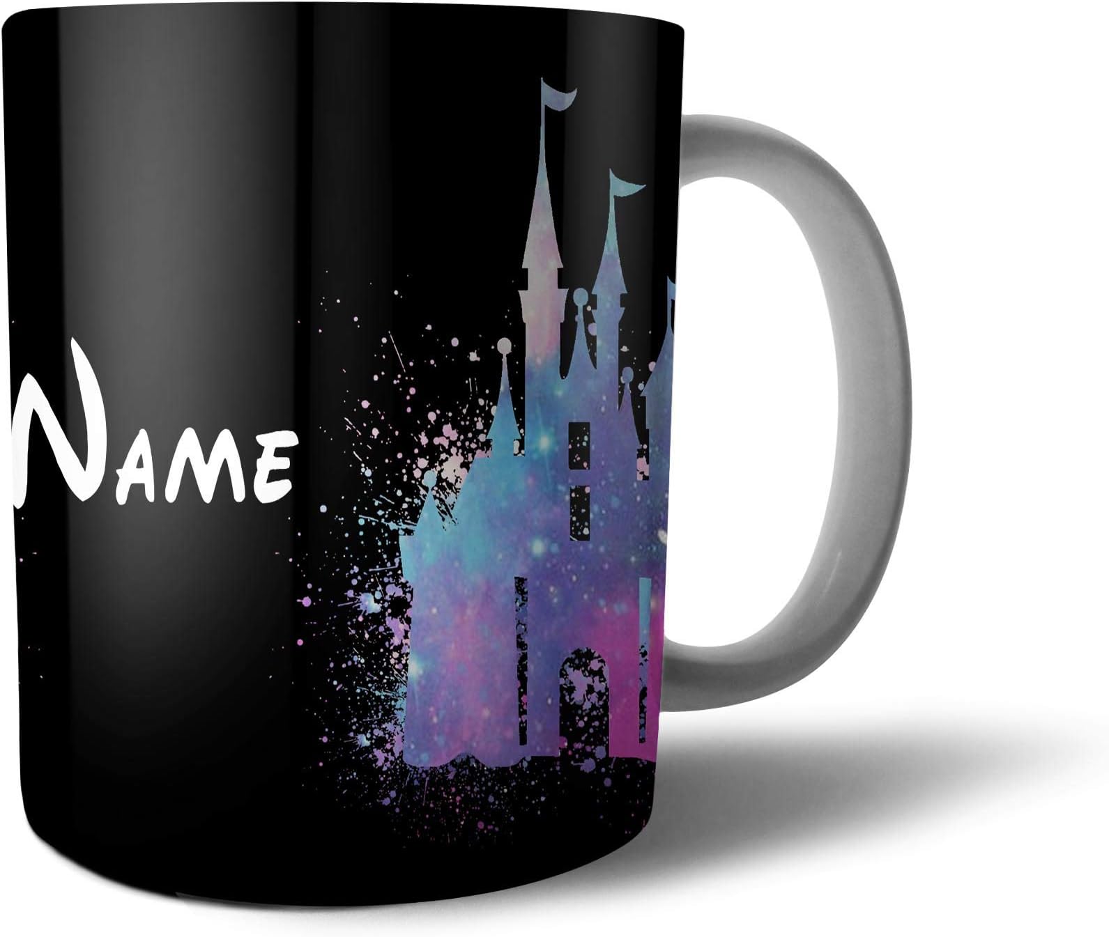 Personalised Name Initials Disney Castle Watercolor 10 oz Tea Coffee Mug Cup MugAT01P (10 OZ, Design 9)