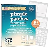 LivaClean 272 Count Variety Pack Pimple Patches – Acne Patches, Blemish Patches, Zit Patches, Pimple Stickers, Zit Dots, Hydr
