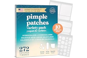 LivaClean 272 Count Variety Pack Pimple Patches – Acne Patches, Blemish Patches, Zit Patches, Pimple Stickers, Zit Dots, Hydr